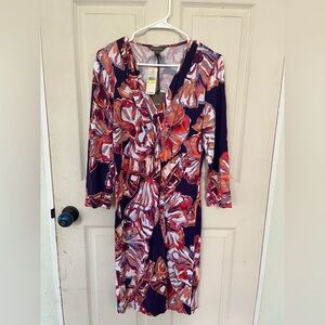 NEW Tommy Bahama Brushstroke Blooms Tambour Twist-Front dress  size M $148